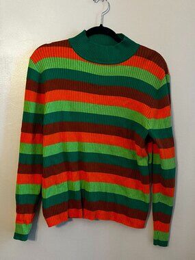 Stripped and Ripped Mock Turtleneck Sweater | Shiny by Nature